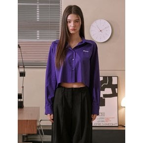 Bloom Cotton Cropped Shirts [Dark Purple]