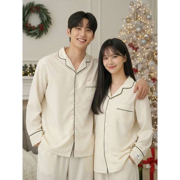 [2PACK]실크핏 에센셜 긴팔 커플 잠옷 세트