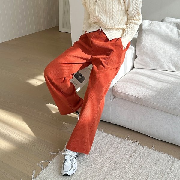 겨울 여자 기모 코듀로이 밴딩 와이드 바지 SDW-PTW-SSD231021W