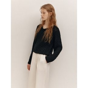 V-U NECK  KNIT PULLOVER (BLACK)