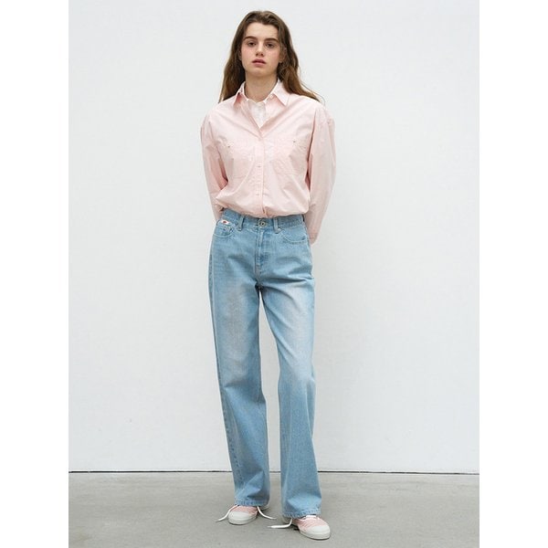 SEMI-WIDE DENIM PANTS - LIGHT BLUE