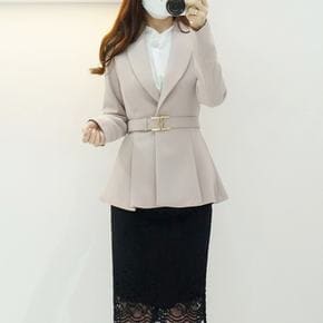 / 골드버클 벨트 숄카라 페플럼 플리츠 정장자켓