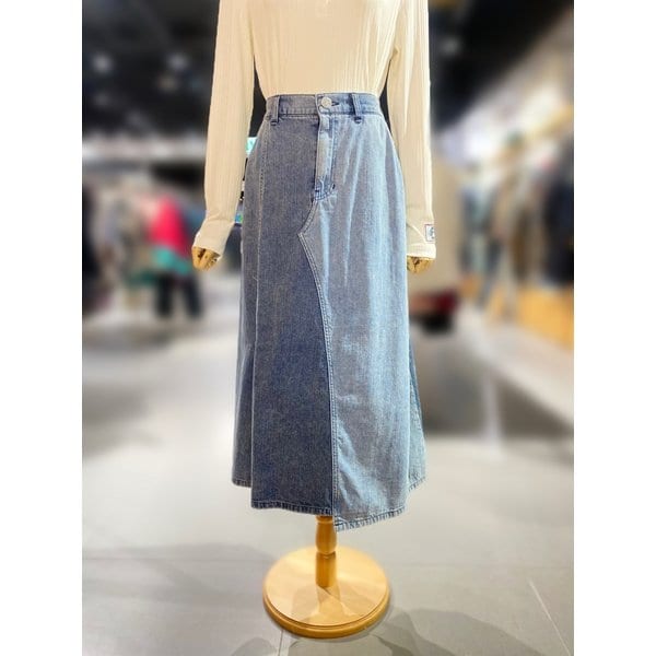 [여주점] 배색 A라인 데님 스커트 (BASK01511)