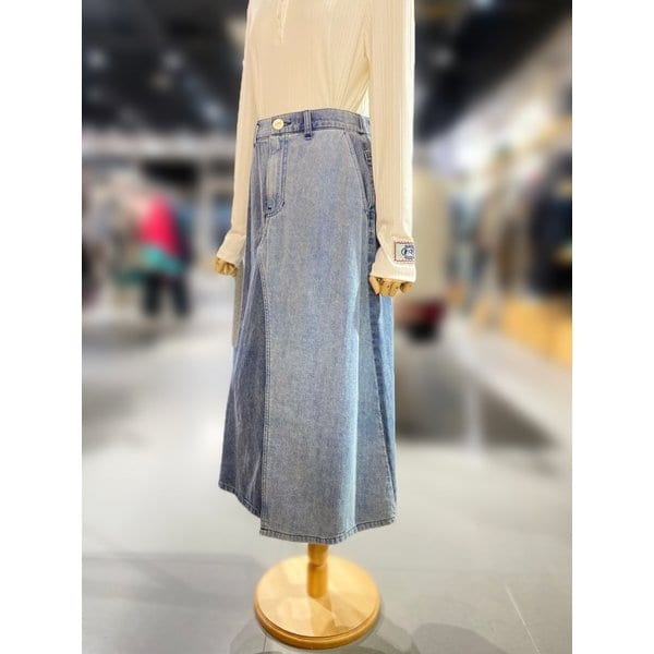 [여주점] 배색 A라인 데님 스커트 (BASK01511)