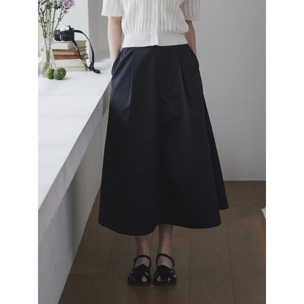 flared pin tuck skirt charcoal