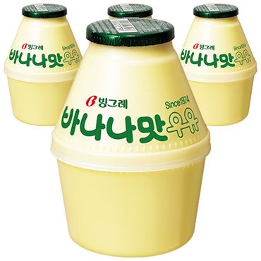  빙그레 바나나맛 우유 240ml x 4개 항아리 단지우유