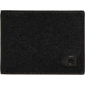 영국 코치 지갑 Coach Slim Billfold in Cross Grain 레더 블랙 One Size 1744677