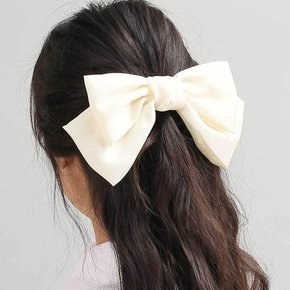자동헤어핀 심플아이보리 헤어악세사리 리본자동핀