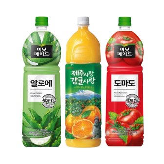  [한번에먹자] 미닛메이드 제주감귤 1.5L 2페트 + 알로에 1.5L 2페트 + 토