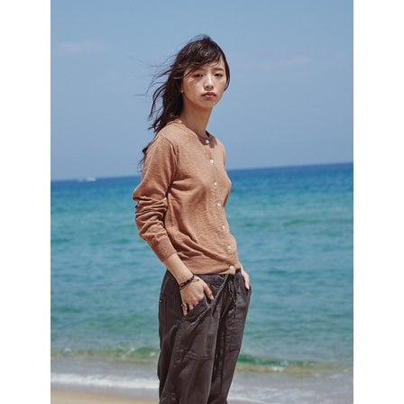 플랫웨이브 인 서울 Pale Linen Round Cardigan Camel