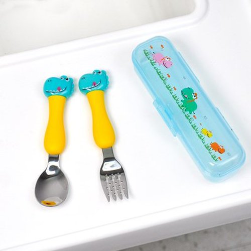 쿨디노 입체 스텐 스푼포크 케이스 세트 어린이 유아동 수저 2