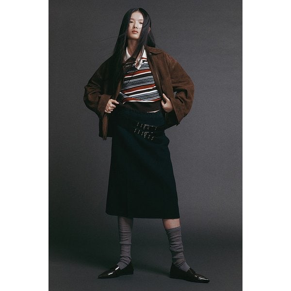 스트라이프 카라 니트 풀오버 7115450R03150