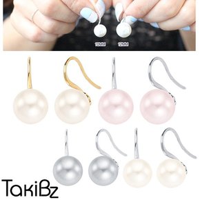 우아한 스완펄 빅진주 귀걸이10-12mm 화이트,핑크