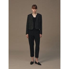 COLLARLESS TWEED JACKET (BLING BLACK)