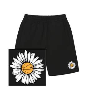 BIG DAISY LOGO 스웨트 하프 팬츠 - 블랙