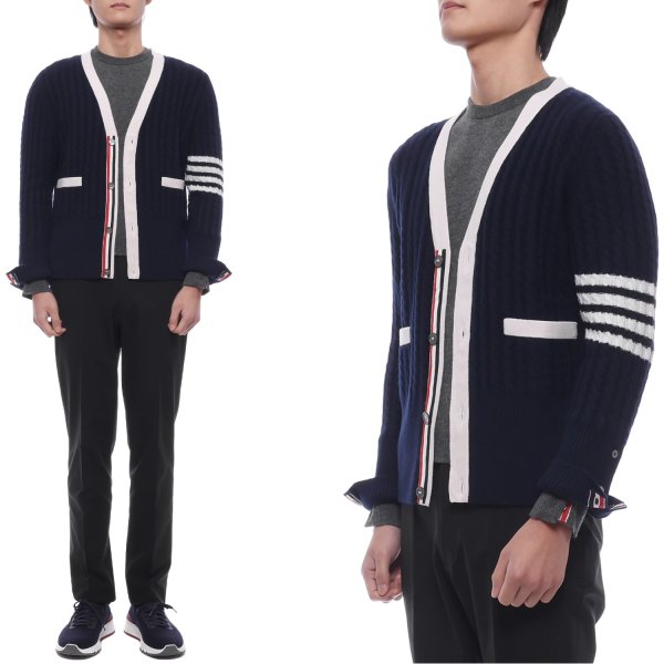 [부산점] 25FW 남성 사선 스트라이프 캐시미어 가디건 (MKC015B Y2001 415 25F)