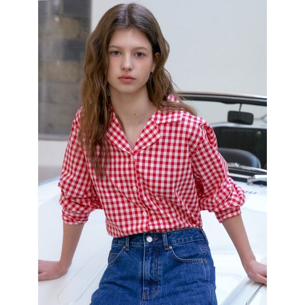 D Gingham French Check Shirt_Red