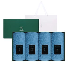 송월타올 1퍼센테이지 블랙라벨 블루솝 항균200g 타올 4P 선물세트