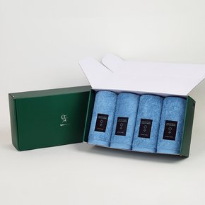송월타올 1퍼센테이지 블랙라벨 블루솝 항균200g 타올 4P 선물세트
