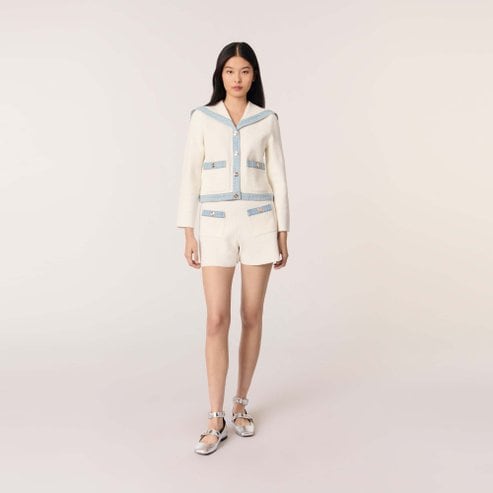 마쥬 데님 트리밍 세일러 가디건