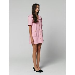 SAILOR COLLAR TWEED DRESS - PINK