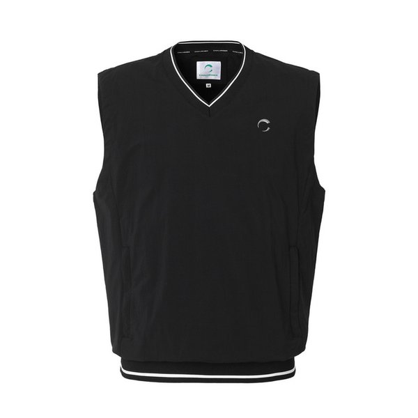 남성 메쉬 안감 테크니컬 브이넥 골프 베스트 블랙