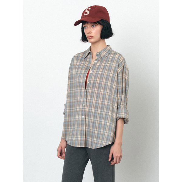 SITP5246 소프트 멀티 체크 셔츠_Blue gray