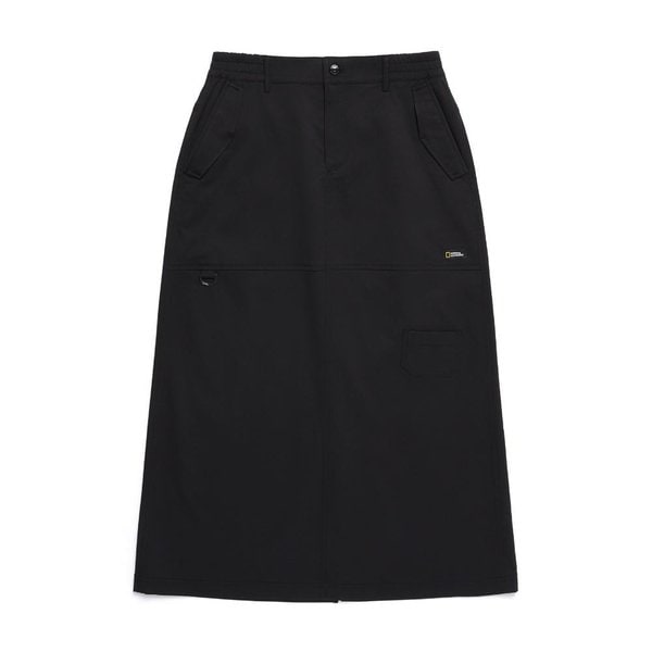 [여주점] N251WSK020  여성 허리 밴딩 롱 스커트 카본블랙