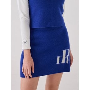 BRUSHED SWEATER SKIRT - BLUE