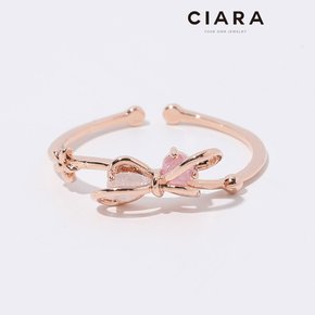 CIARA 14K Lainate 리본 두에 컬러스톤 반지(GoldPlated)