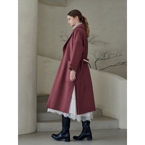 CASHMERE PEARL BELTED HANDMADE COAT_RUST