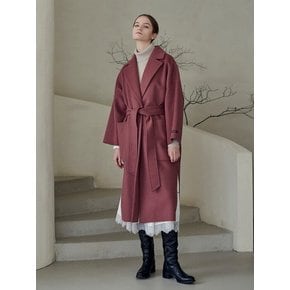 CASHMERE PEARL BELTED HANDMADE COAT_RUST