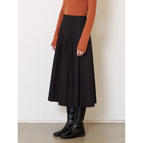 8-tuck cotton skirt_black