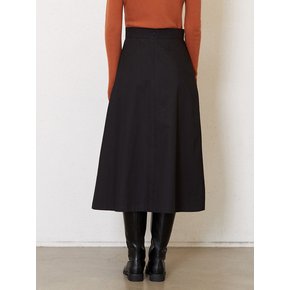 8-tuck cotton skirt_black