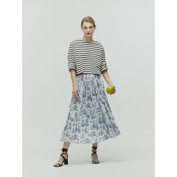 L`H.A.S TOILE DE JOUY PLEATED SKIRT_BLUE