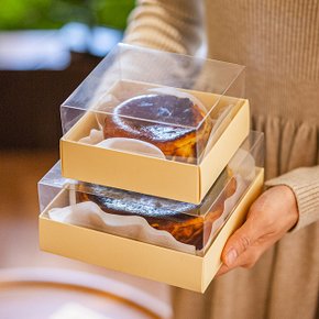 정사각 아이보리 투명 커버 디저트 꽃 선물 포장 케이스 상자