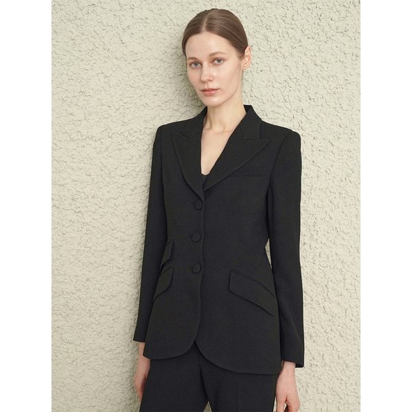VICTORIAN CREPE SINGLE JACKET - BLACK