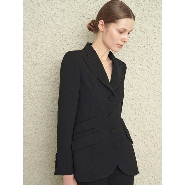 VICTORIAN CREPE SINGLE JACKET - BLACK