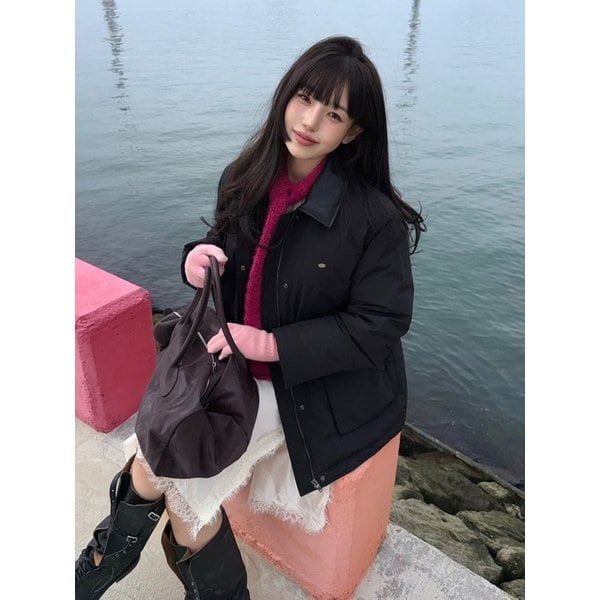 [해삐PICK]레자 배색 카라 덕다운 워크자켓 OP5WMA680