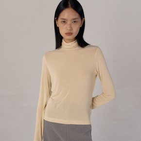 Soft Slim Turtle-neck Top (Pale Yellow)