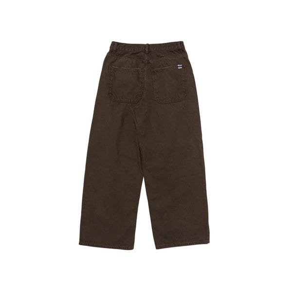 VINTAGE COTTON WIDE CURVED DENIM PANTS (BROWN)