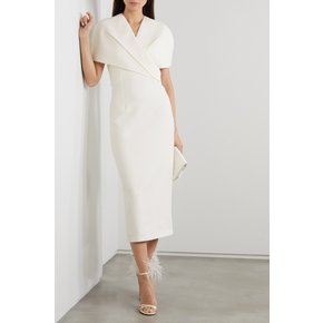 Flora Cape-effect Crepe Midi Dress 아이보리