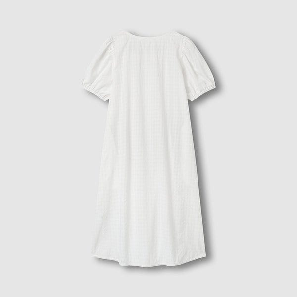 여 아일렛 시어 반팔 파자마 원피스 J206203065001