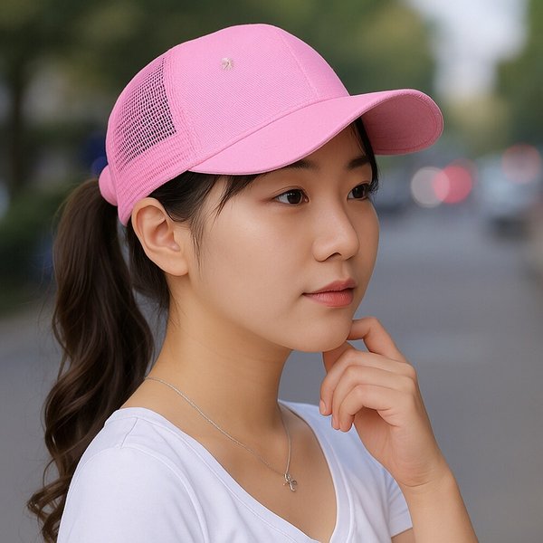 [아일렌]쿨핏 메쉬 캡모자(핑크)