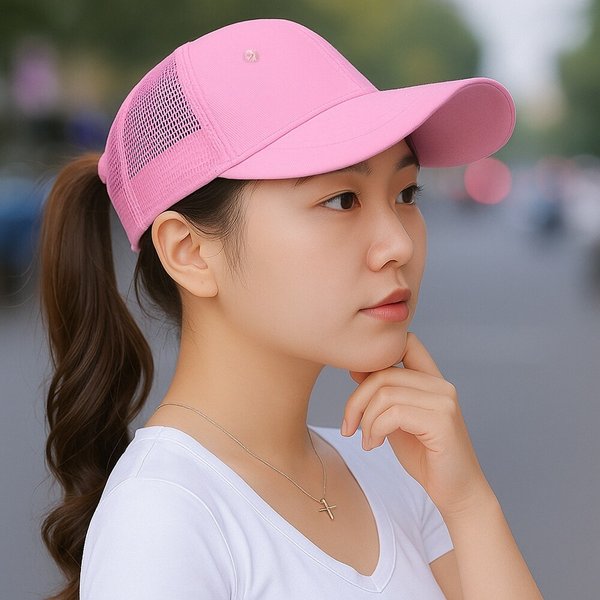 [아일렌]쿨핏 메쉬 캡모자(핑크)