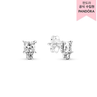 판도라 [백화점 보증서 제공] 스파클링 라운드 & 스퀘어 이어링_290036C01