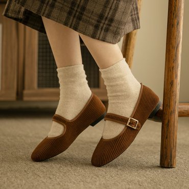 분홍코끼리 (쫀득몰드창) 제니 골덴 털 메리제인슈즈(1cm)