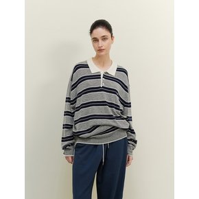 Wool Stripe loosefit knit - Navy