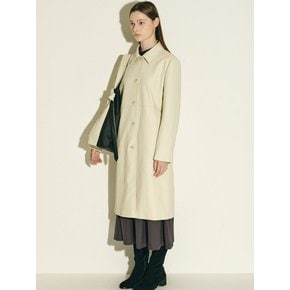 vegan leather H-line coat_ash khaki