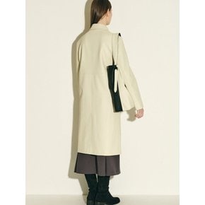 vegan leather H-line coat_ash khaki